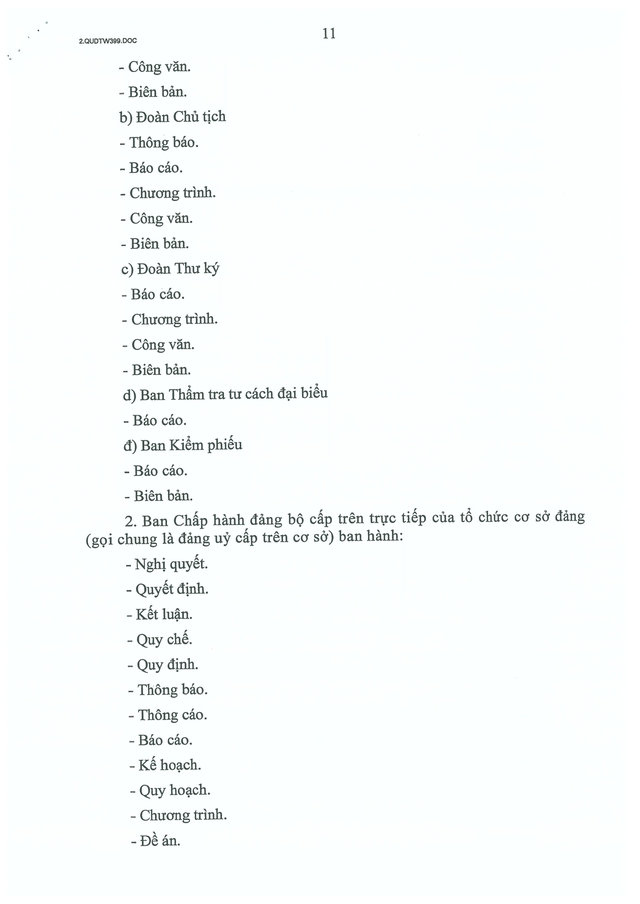 Quy định số 399-QĐ/TW của Ban Bí thư về thể loại, thẩm quyền ban hành và thể thức văn bản của Đảng- Ảnh 12.