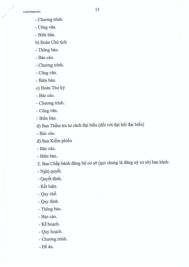 Quy định số 399-QĐ/TW của Ban Bí thư về thể loại, thẩm quyền ban hành và thể thức văn bản của Đảng- Ảnh 14.