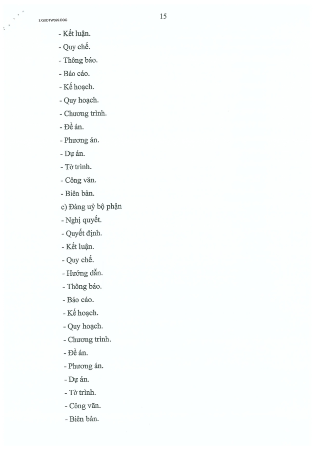 Quy định số 399-QĐ/TW của Ban Bí thư về thể loại, thẩm quyền ban hành và thể thức văn bản của Đảng- Ảnh 16.