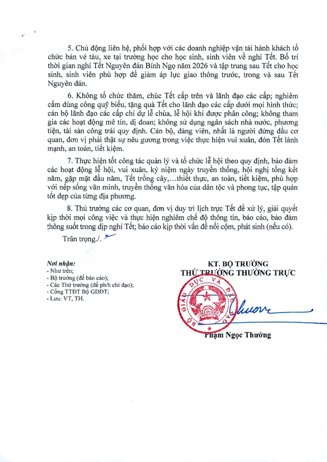 Ngành Giáo dục yêu cầu tổ chức Tết Nguyên đán Bính Ngọ 2026 thiết thực, an toàn, phù hợp- Ảnh 2.