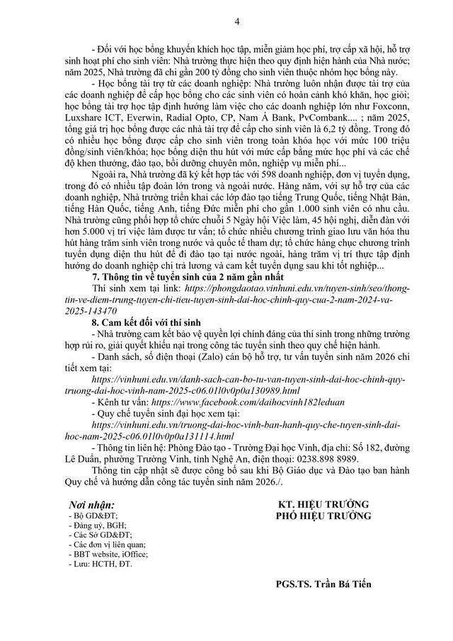 Trường Đại học Vinh thông báo tuyển sinh 2026 hệ đại học chính quy- Ảnh 4.