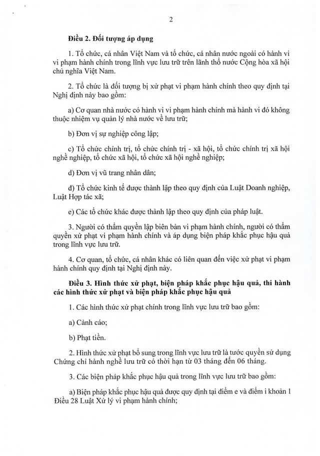TOÀN VĂN: Nghị định 31/2026/NĐ-CP quy định xử phạt vi phạm hành chính trong lĩnh vực lưu trữ- Ảnh 2. TOÀN VĂN: Nghị định 31/2026/NĐ-CP quy định xử phạt vi phạm hành chính trong lĩnh vực lưu trữ- Ảnh 2.