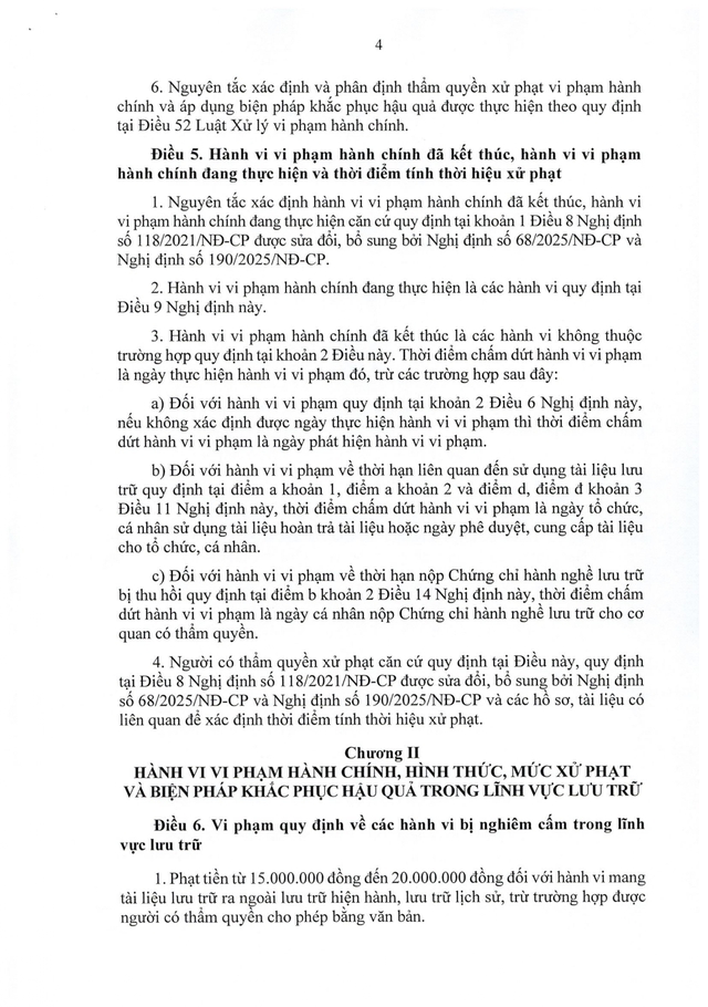 TOÀN VĂN: Nghị định 31/2026/NĐ-CP quy định xử phạt vi phạm hành chính trong lĩnh vực lưu trữ- Ảnh 4. TOÀN VĂN: Nghị định 31/2026/NĐ-CP quy định xử phạt vi phạm hành chính trong lĩnh vực lưu trữ- Ảnh 4.