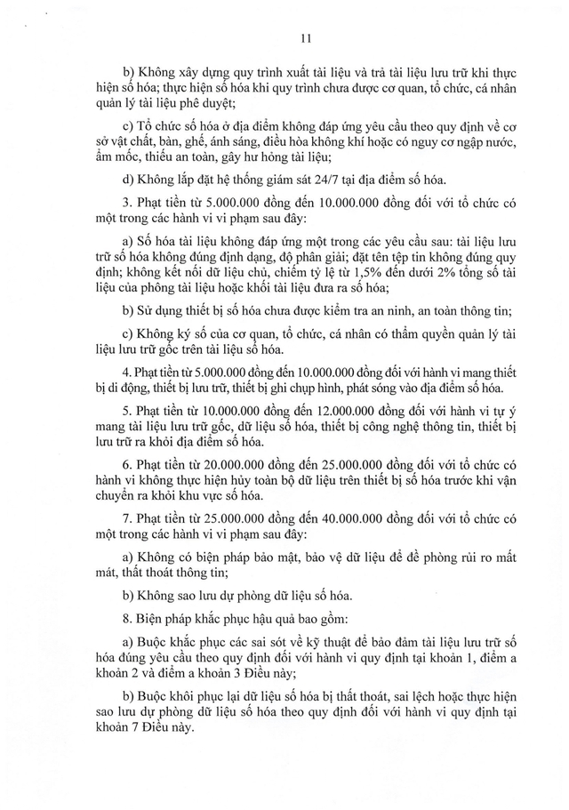 TOÀN VĂN: Nghị định 31/2026/NĐ-CP quy định xử phạt vi phạm hành chính trong lĩnh vực lưu trữ- Ảnh 11. TOÀN VĂN: Nghị định 31/2026/NĐ-CP quy định xử phạt vi phạm hành chính trong lĩnh vực lưu trữ- Ảnh 11.