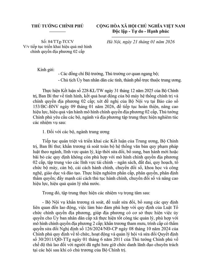 Chỉ đạo mới nhất về triển khai chính quyền địa phương 2 cấp- Ảnh 1.