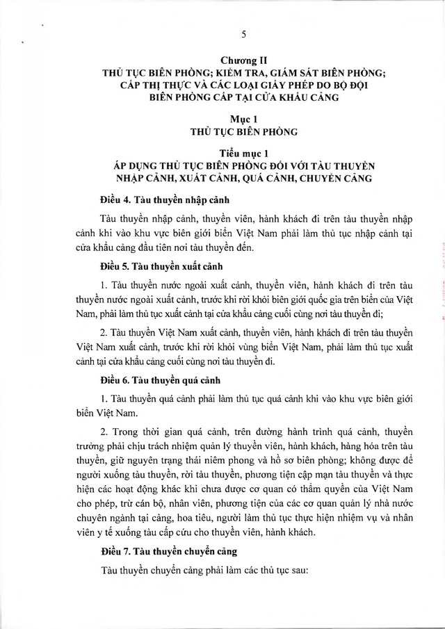 Văn bản hợp nhất số 16/VBHN-BQP: Nghị định quy định quản lý, bảo vệ an ninh, trật tự tại cửa khẩu cảng- Ảnh 5.