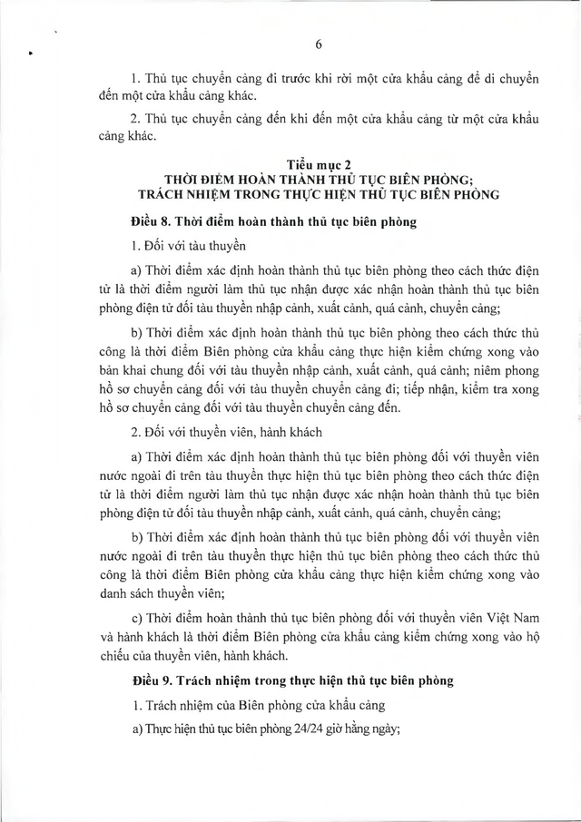 Văn bản hợp nhất số 16/VBHN-BQP: Nghị định quy định quản lý, bảo vệ an ninh, trật tự tại cửa khẩu cảng- Ảnh 6.
