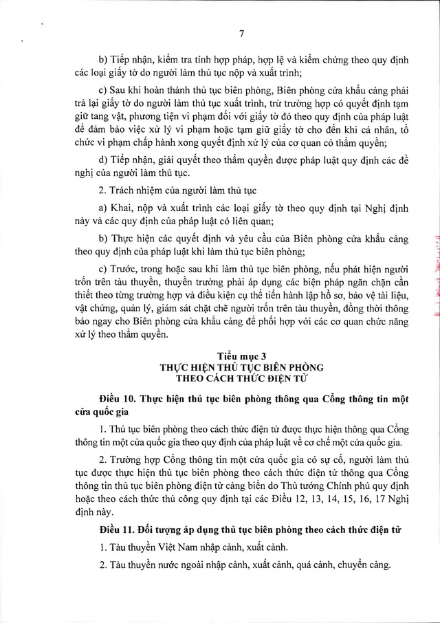 Văn bản hợp nhất số 16/VBHN-BQP: Nghị định quy định quản lý, bảo vệ an ninh, trật tự tại cửa khẩu cảng- Ảnh 7.