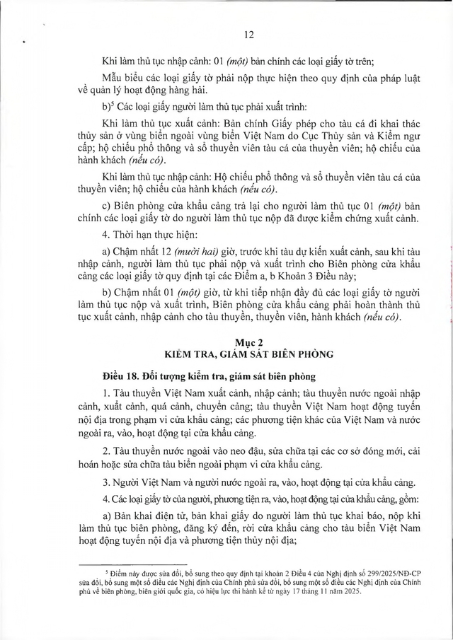 Văn bản hợp nhất số 16/VBHN-BQP: Nghị định quy định quản lý, bảo vệ an ninh, trật tự tại cửa khẩu cảng- Ảnh 12.