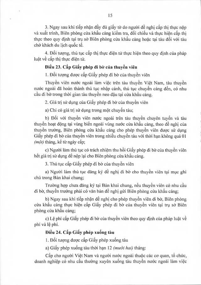 Văn bản hợp nhất số 16/VBHN-BQP: Nghị định quy định quản lý, bảo vệ an ninh, trật tự tại cửa khẩu cảng- Ảnh 15.