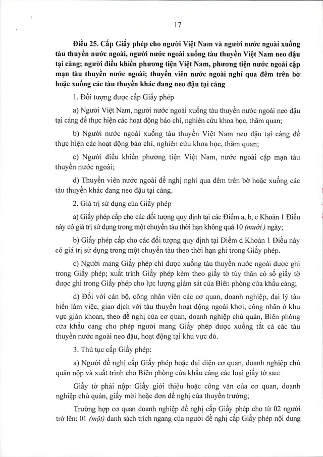 Văn bản hợp nhất số 16/VBHN-BQP: Nghị định quy định quản lý, bảo vệ an ninh, trật tự tại cửa khẩu cảng- Ảnh 17.