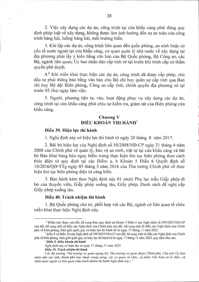 Văn bản hợp nhất số 16/VBHN-BQP: Nghị định quy định quản lý, bảo vệ an ninh, trật tự tại cửa khẩu cảng- Ảnh 28.
