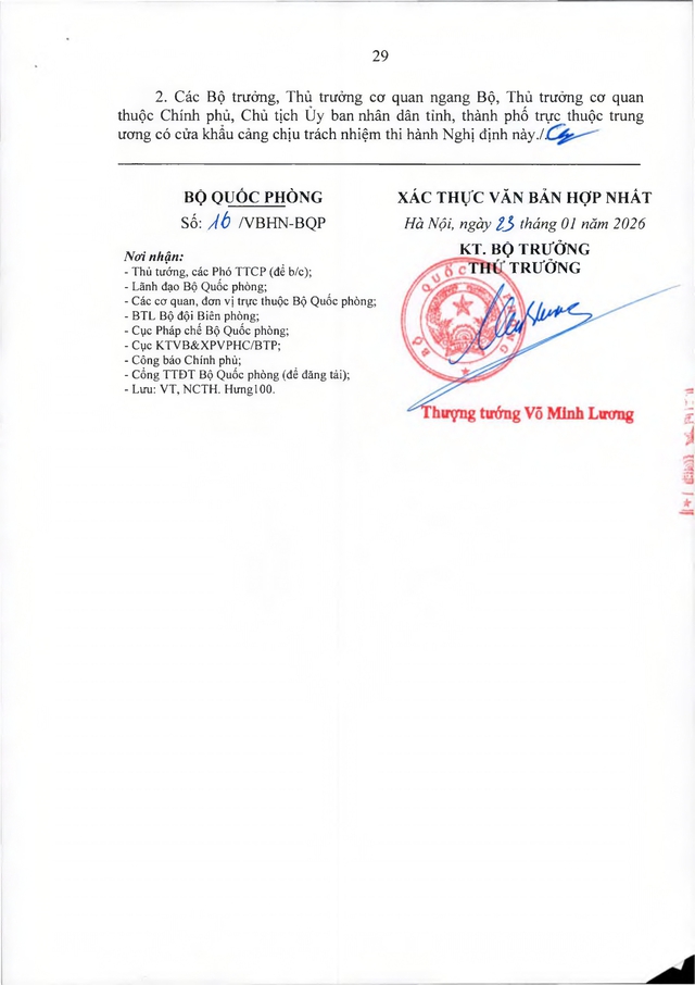 Văn bản hợp nhất số 16/VBHN-BQP: Nghị định quy định quản lý, bảo vệ an ninh, trật tự tại cửa khẩu cảng- Ảnh 29.
