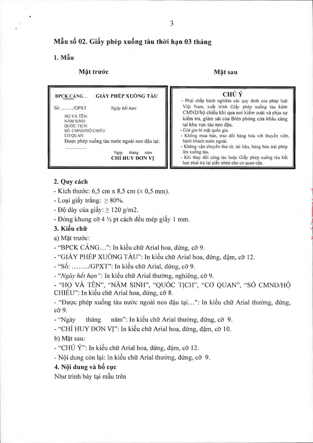Văn bản hợp nhất số 16/VBHN-BQP: Nghị định quy định quản lý, bảo vệ an ninh, trật tự tại cửa khẩu cảng- Ảnh 32.