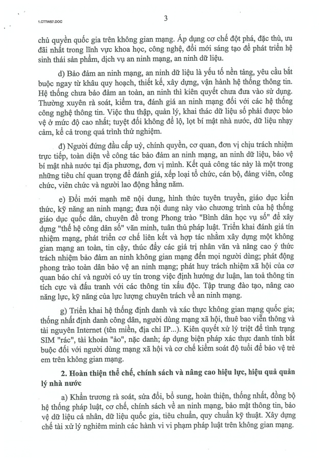 Chỉ thị 57-CT/TW của Ban Bí thư về tăng cường bảo đảm an ninh mạng, bảo mật thông tin, an ninh dữ liệu trong hệ thống chính trị- Ảnh 3.