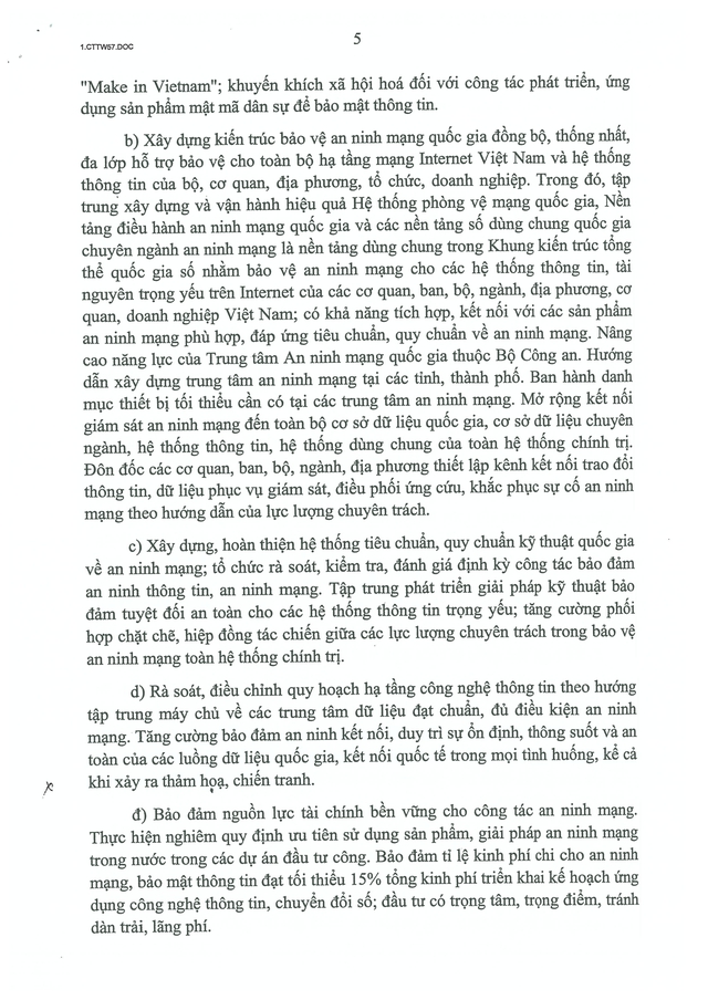 Chỉ thị 57-CT/TW của Ban Bí thư về tăng cường bảo đảm an ninh mạng, bảo mật thông tin, an ninh dữ liệu trong hệ thống chính trị- Ảnh 5.