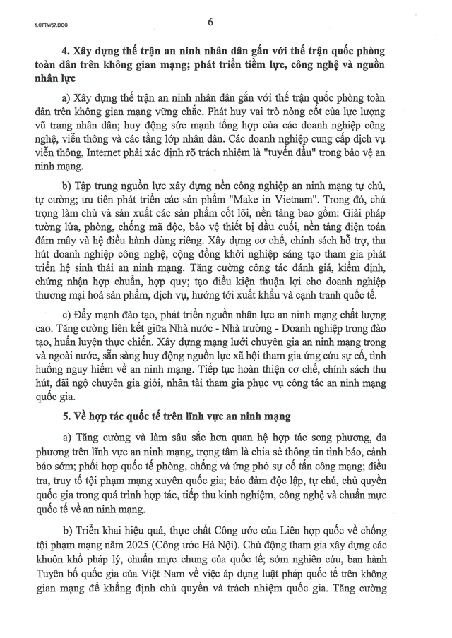 Chỉ thị 57-CT/TW của Ban Bí thư về tăng cường bảo đảm an ninh mạng, bảo mật thông tin, an ninh dữ liệu trong hệ thống chính trị- Ảnh 6.