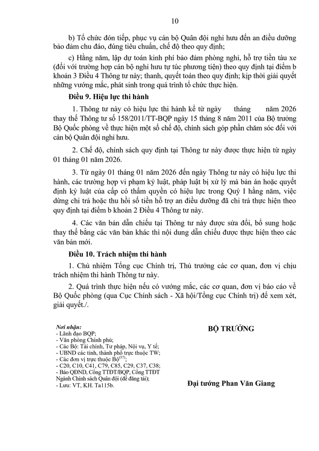 TOÀN VĂN: Dự thảo Thông tư về an điều dưỡng, chăm sóc khi bệnh hiểm nghèo, chế độ thông tin, hỗ trợ tang lễ khi từ trần với sĩ quan quân đội nghỉ hưu- Ảnh 11.