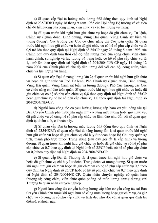 TOÀN VĂN: Dự thảo Thông tư về an điều dưỡng, chăm sóc khi bệnh hiểm nghèo, chế độ thông tin, hỗ trợ tang lễ khi từ trần với sĩ quan quân đội nghỉ hưu- Ảnh 3.