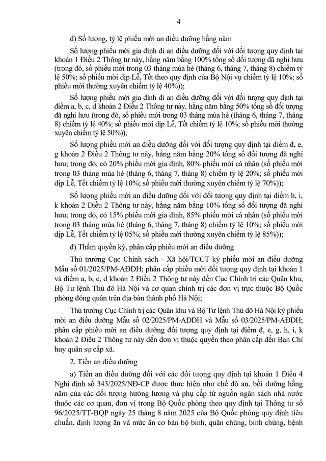 TOÀN VĂN: Dự thảo Thông tư về an điều dưỡng, chăm sóc khi bệnh hiểm nghèo, chế độ thông tin, hỗ trợ tang lễ khi từ trần với sĩ quan quân đội nghỉ hưu- Ảnh 5.