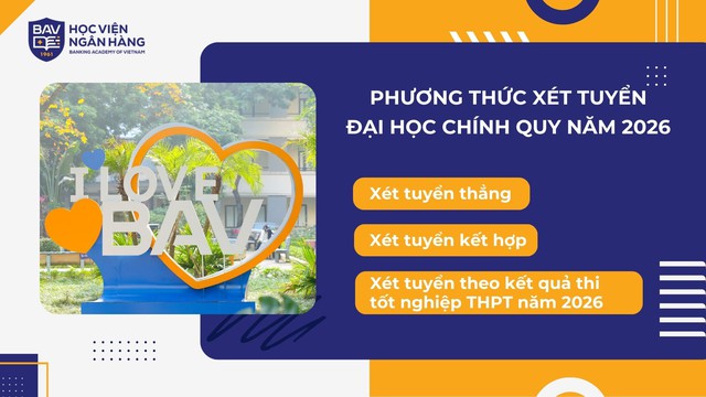 TUYỂN SINH 2026: Phương thức xét tuyển đại học chính quy của Học viện Ngân hàng- Ảnh 1.