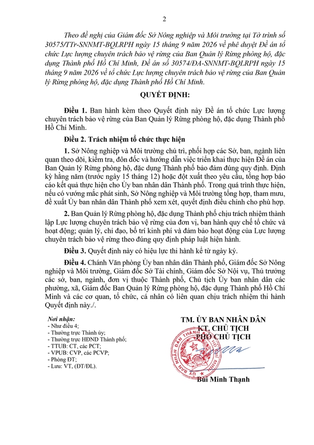 Quy định tổ chức Lực lượng chuyên trách bảo vệ rừng của Ban Quản lý Rừng phòng hộ, đặc dụng TP HCM- Ảnh 2.