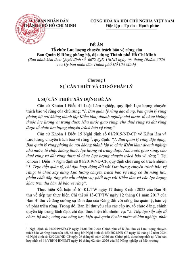 Quy định tổ chức Lực lượng chuyên trách bảo vệ rừng của Ban Quản lý Rừng phòng hộ, đặc dụng TP HCM- Ảnh 3.