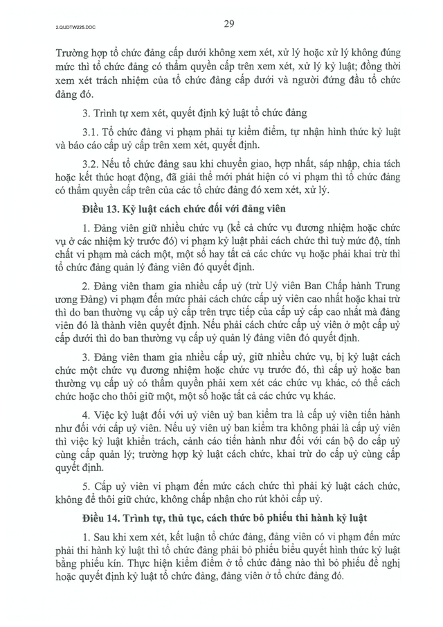 TOÀN VĂN: Quy định số 225/QĐ/TW về công tác kiểm tra, giám sát và kỷ luật của Đảng- Ảnh 29.