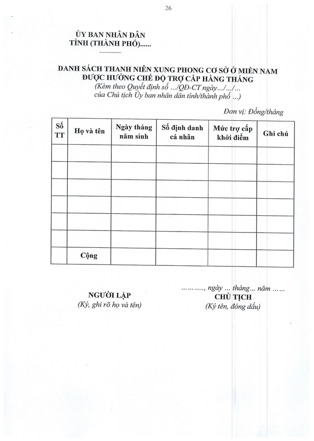 Nghị định 388/2026/NĐ-CP sửa quy định về chính sách với thanh niên xung phong cơ sở ở miền Nam tham gia kháng chiến giai đoạn 1965 -1975- Ảnh 34.