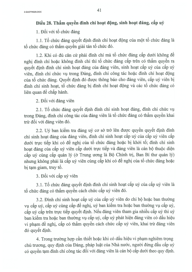TOÀN VĂN: Quy định số 225/QĐ/TW về công tác kiểm tra, giám sát và kỷ luật của Đảng- Ảnh 41.