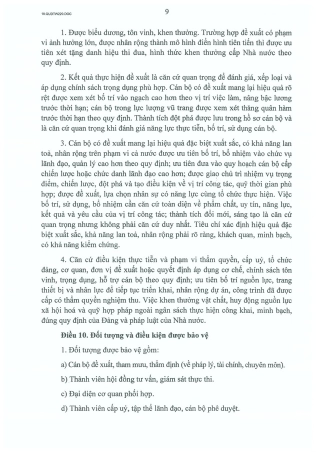 Quy định số 220-QĐ/TW của Ban Bí thư về cơ chế tôn vinh, trọng dụng và bảo vệ cán bộ dám nghĩ, dám làm- Ảnh 9.