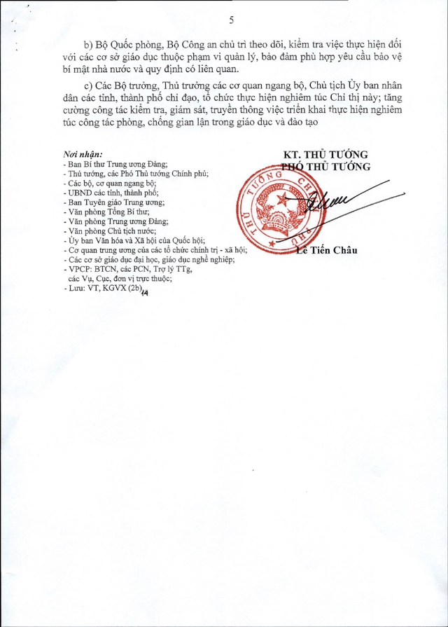 Chỉ thị số 37/CT-TTg: Tăng cường phòng, chống gian lận thi cử, kiểm tra, đánh giá trong giáo dục và đào tạo- Ảnh 5.