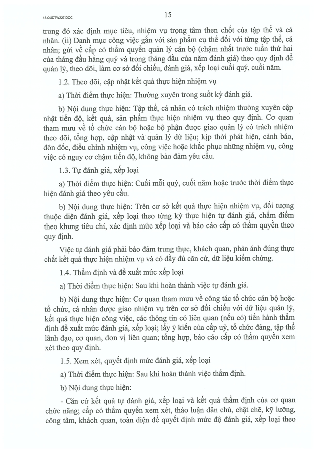 TOÀN VĂN: Quy định 227-QĐ/TW về kiểm điểm và đánh giá, xếp loại chất lượng đối với tập thể, cá nhân- Ảnh 15.