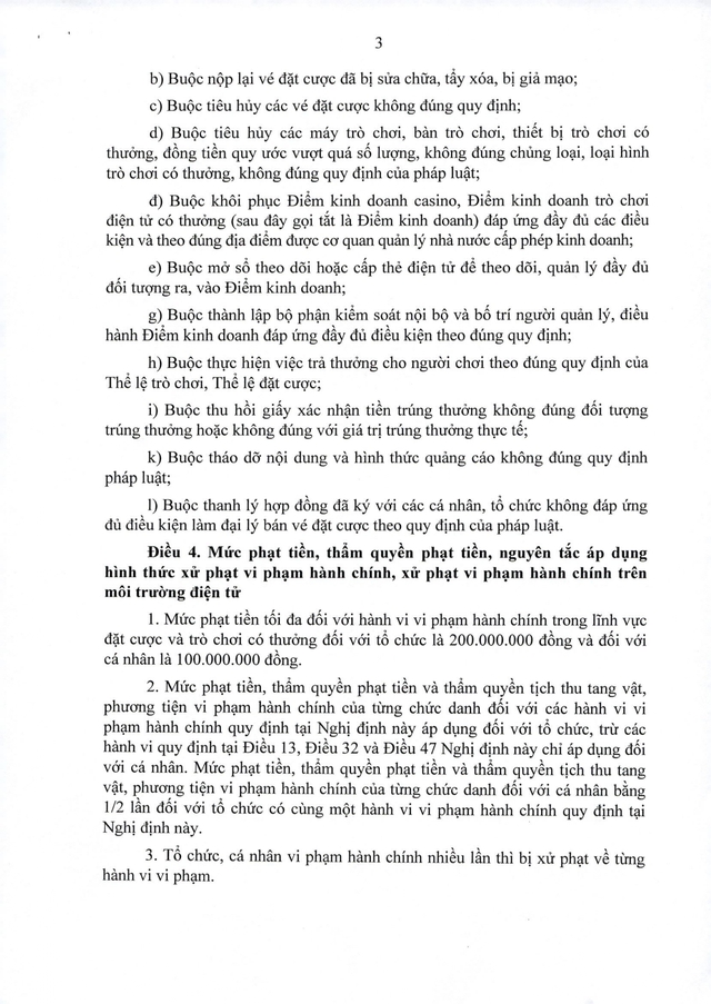 Quy định xử phạt vi phạm hành chính lĩnh vực kinh doanh đặt cược, trò chơi có thưởng- Ảnh 3.
