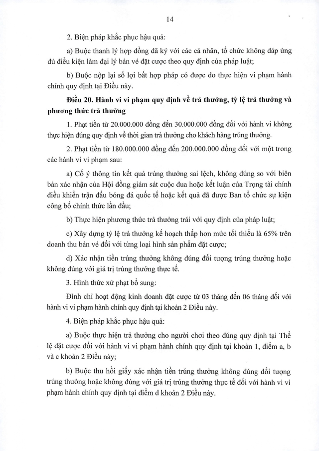 Quy định xử phạt vi phạm hành chính lĩnh vực kinh doanh đặt cược, trò chơi có thưởng- Ảnh 14.