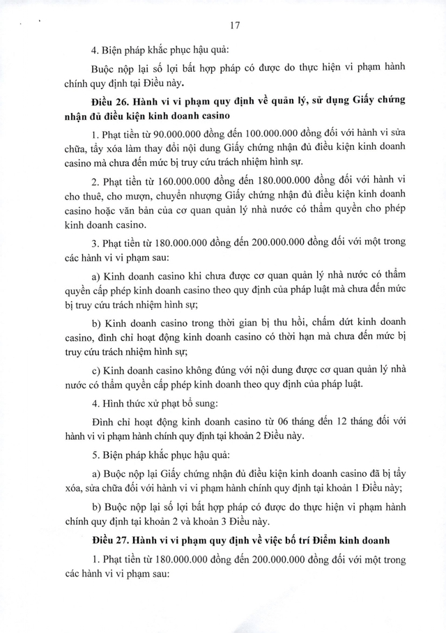Quy định xử phạt vi phạm hành chính lĩnh vực kinh doanh đặt cược, trò chơi có thưởng- Ảnh 17.