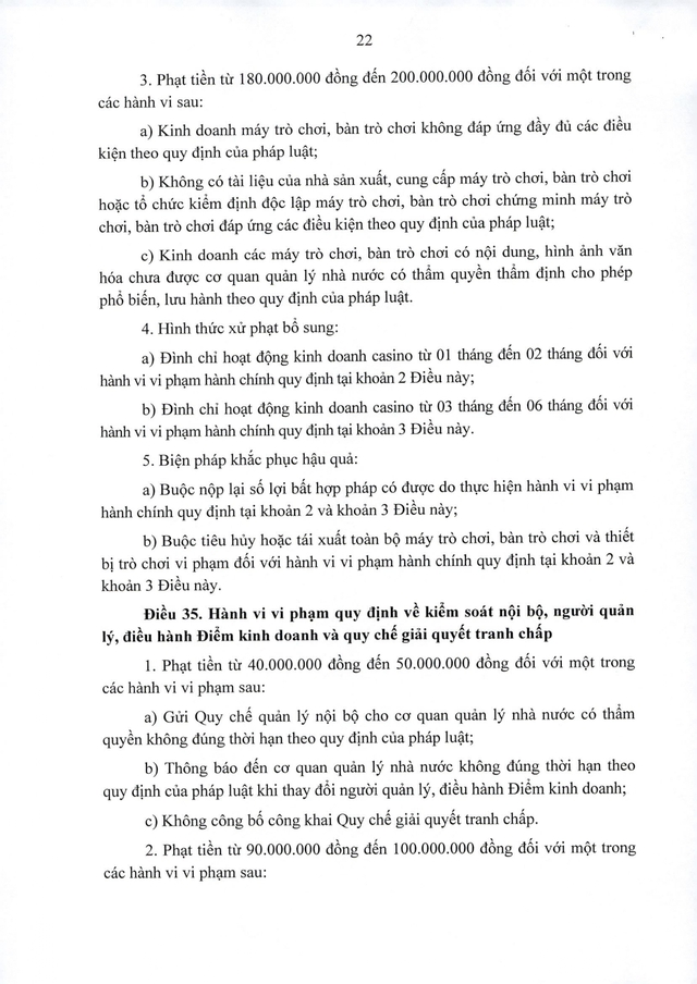 Quy định xử phạt vi phạm hành chính lĩnh vực kinh doanh đặt cược, trò chơi có thưởng- Ảnh 22.