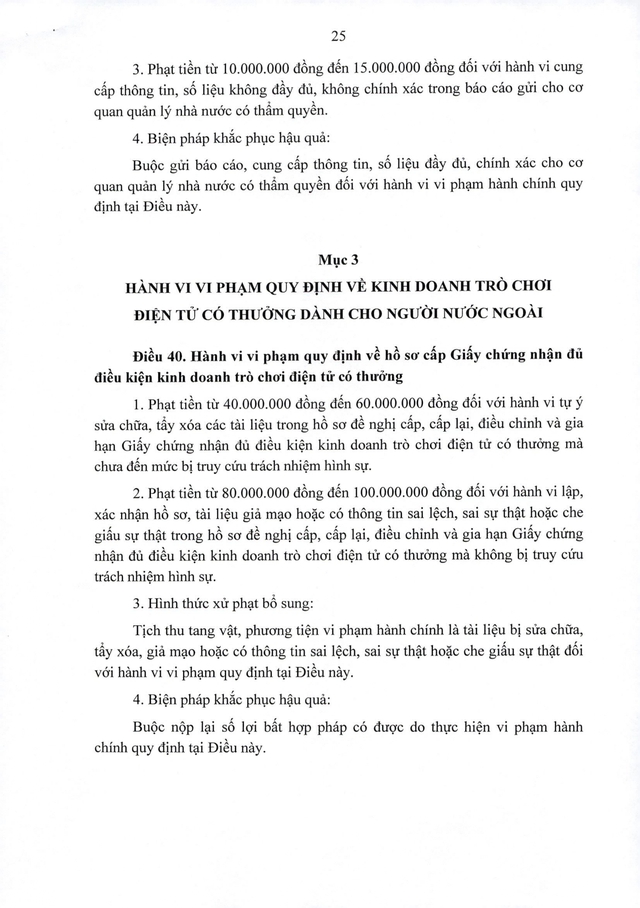 Quy định xử phạt vi phạm hành chính lĩnh vực kinh doanh đặt cược, trò chơi có thưởng- Ảnh 25.