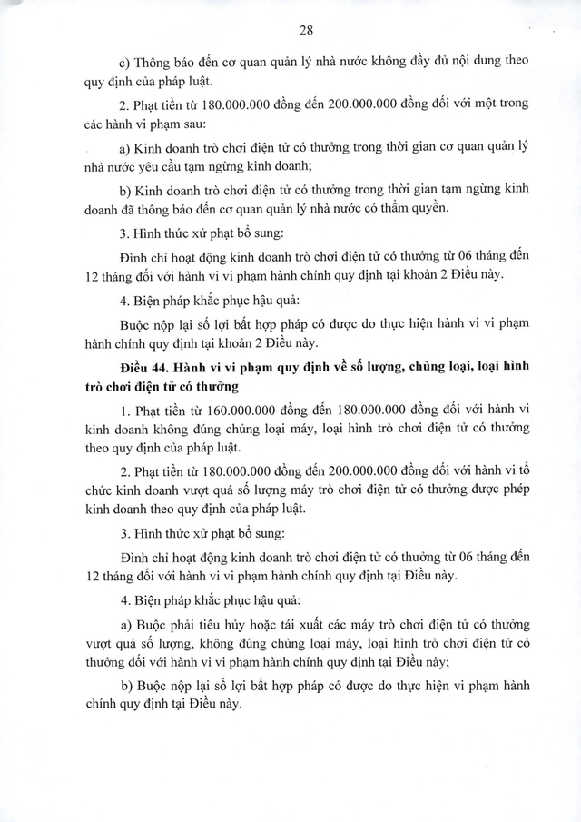Quy định xử phạt vi phạm hành chính lĩnh vực kinh doanh đặt cược, trò chơi có thưởng- Ảnh 28.