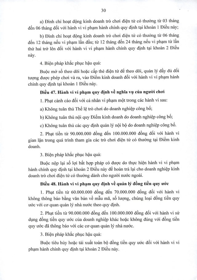Quy định xử phạt vi phạm hành chính lĩnh vực kinh doanh đặt cược, trò chơi có thưởng- Ảnh 30.