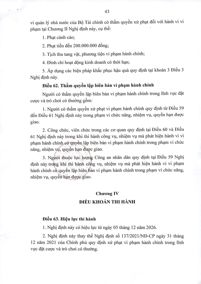 Quy định xử phạt vi phạm hành chính lĩnh vực kinh doanh đặt cược, trò chơi có thưởng- Ảnh 43.