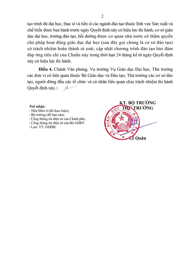 Ban hành Chuẩn chương trình đào tạo lĩnh vực Sản xuất và chế biến- Ảnh 3.