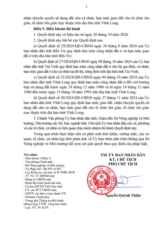 Quy định hạn mức công nhận đất ở và hạn mức giao đất ở trên địa bàn tỉnh Vĩnh Long - Ảnh 3.