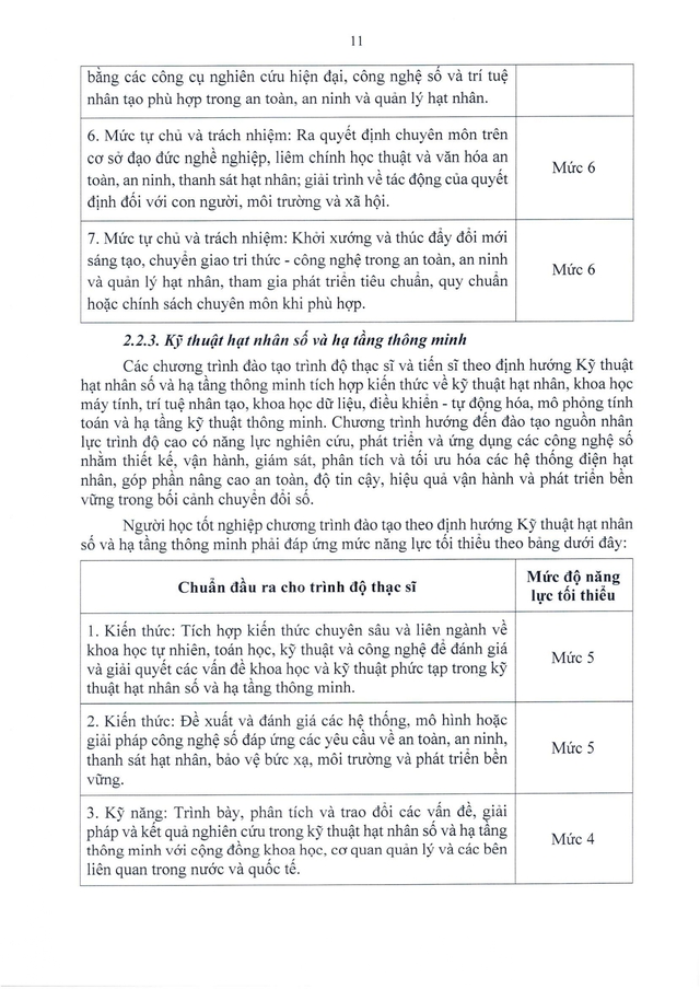 Chuẩn chương trình đào tạo trình độ thạc sĩ và tiến sĩ các ngành về hạt nhân- Ảnh 11.