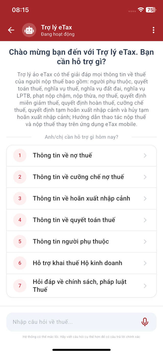 Hướng dẫn sử dụng trợ lý ảo trên ứng dụng Etax Mobile- Ảnh 3.