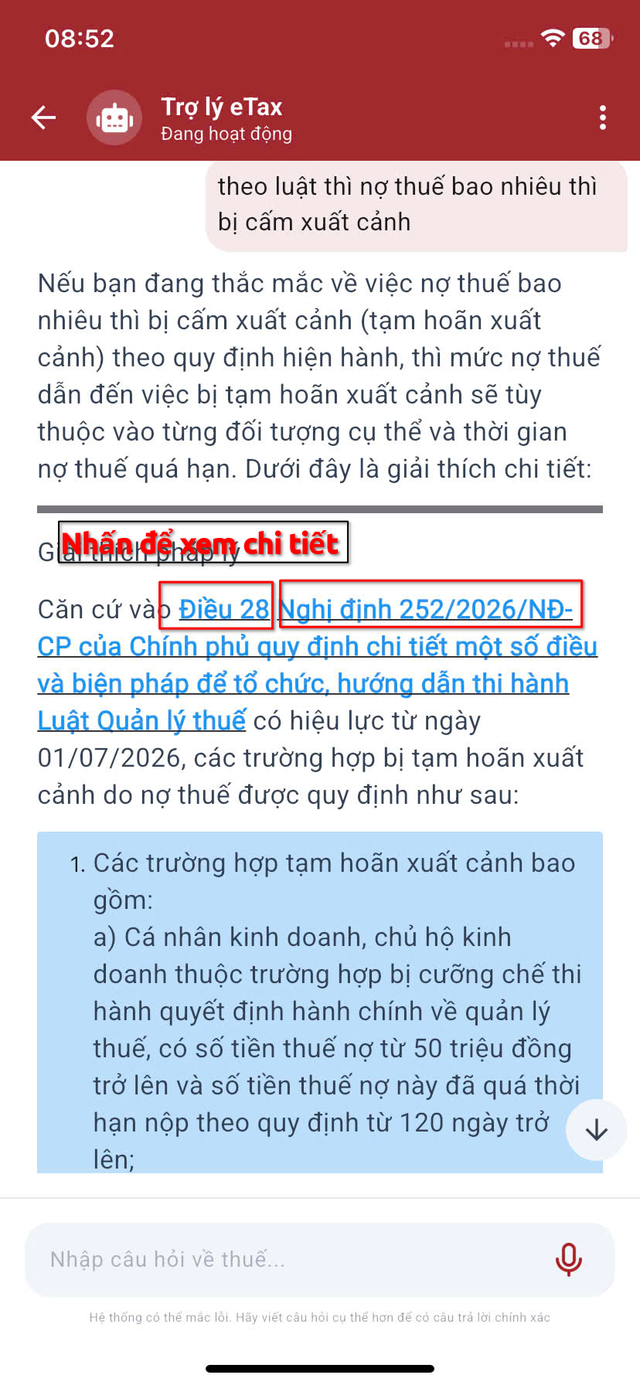 Hướng dẫn sử dụng trợ lý ảo trên ứng dụng Etax Mobile- Ảnh 7.