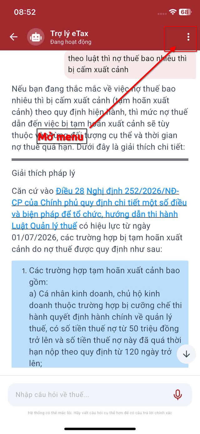 Hướng dẫn sử dụng trợ lý ảo trên ứng dụng Etax Mobile- Ảnh 9.