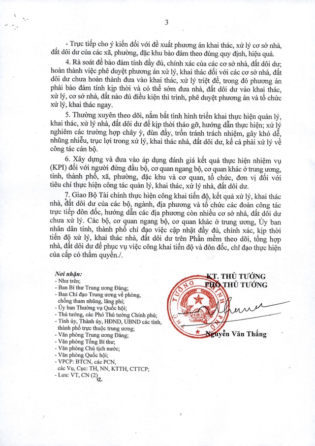 Công điện 68/CĐ-TTg về đẩy nhanh tiến độ thực hiện xử lý, khai thác nhà, đất dôi dư sau khi sắp xếp- Ảnh 3.