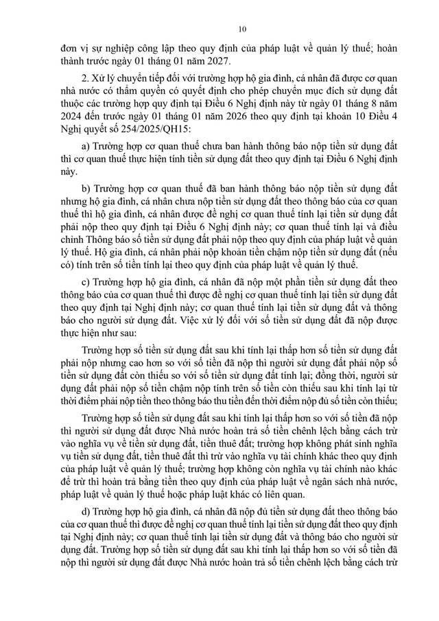 TOÀN VĂN: Nghị định 50/2026/NĐ-CP quy định chi tiết Nghị quyết 254/2025/QH15 tháo gỡ khó khăn, vướng mắc về tiền sử dụng đất, tiền thuê đất- Ảnh 12.