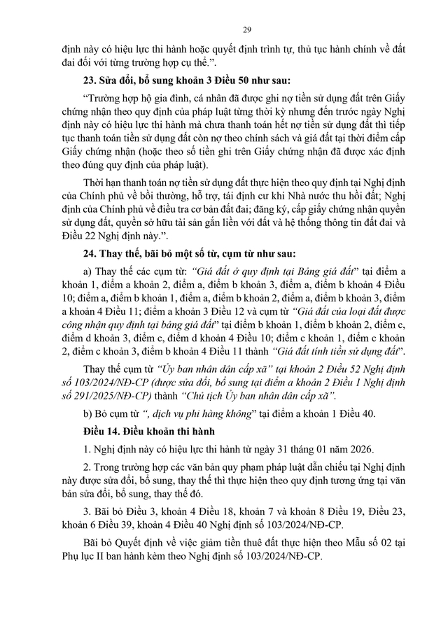 TOÀN VĂN: Nghị định 50/2026/NĐ-CP quy định chi tiết Nghị quyết 254/2025/QH15 tháo gỡ khó khăn, vướng mắc về tiền sử dụng đất, tiền thuê đất- Ảnh 31.